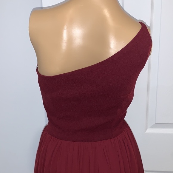 DRESS the population Burgundy Red One Shoulder bridesmaid midi dress size Small - Picture 8 of 15